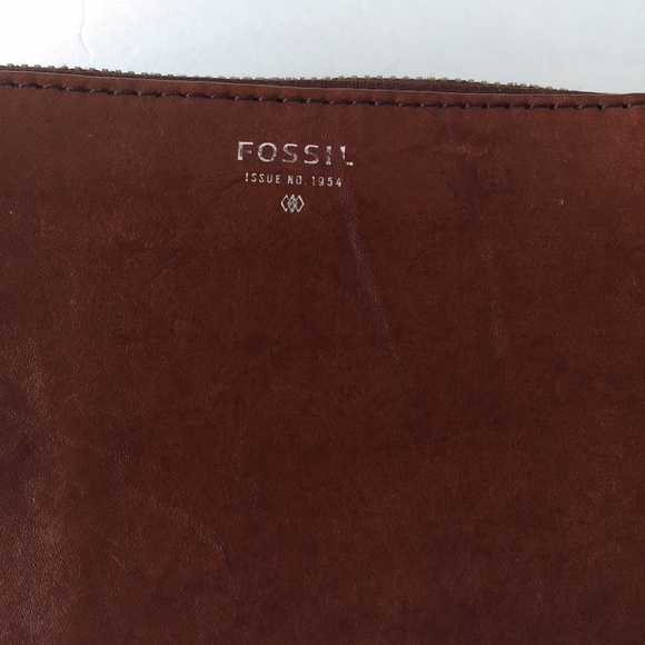 Fossil Brown Saddle Cognac Leather Zip Up Wallet - Picture 2 of 6